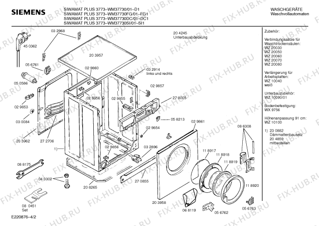 Схема №4 WM37730SI SIWAMAT PLUS 3773 с изображением Инструкция по эксплуатации для стиралки Siemens 00516858