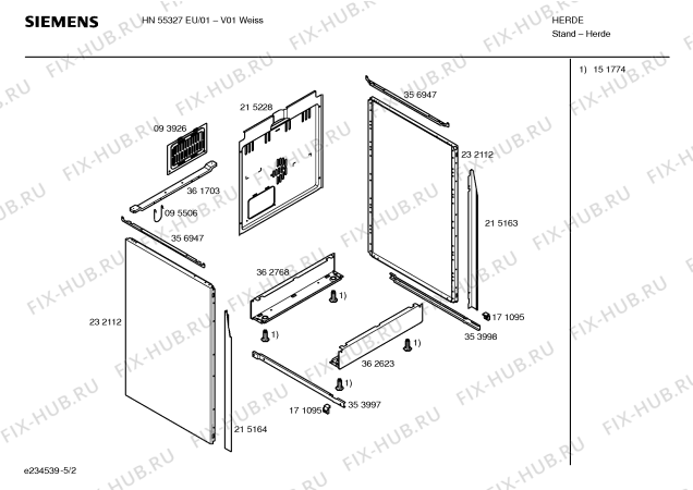 Взрыв-схема плиты (духовки) Siemens HN55327EU - Схема узла 02