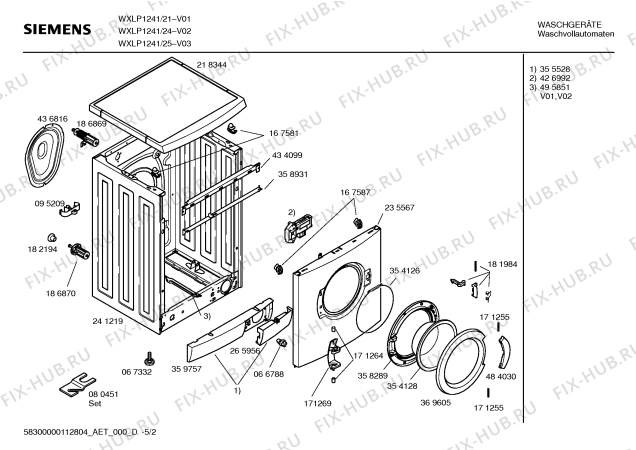 Схема №5 WXLP1241 с изображением Инструкция по эксплуатации для стиралки Siemens 00693036