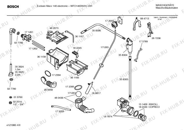 Схема №4 WFO140DN Exclusiv Maxx 140electronic с изображением Инструкция по установке и эксплуатации для стиралки Bosch 00500126