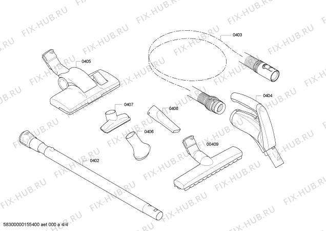 Взрыв-схема пылесоса Siemens VSZ6GPX1 SIEMENS Z6.0 extreme green power - Схема узла 04