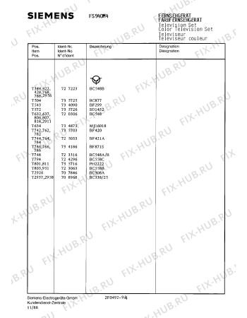 Схема №9 FS940M4 с изображением Сервисная инструкция для жк-телевизора Siemens 00535294