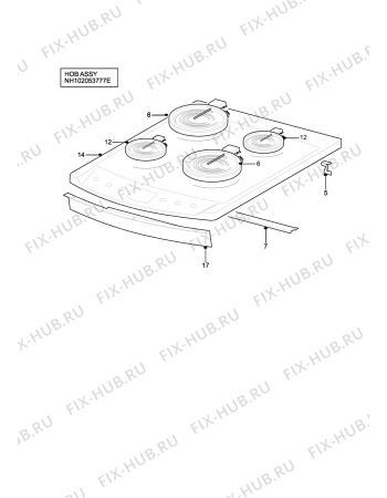 Взрыв-схема плиты (духовки) Zanussi Electrolux ZCE7610W - Схема узла H10 Hob