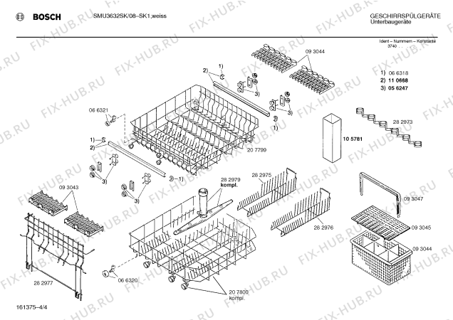 Схема №4 SMU3632SK с изображением Панель для посудомойки Bosch 00283050