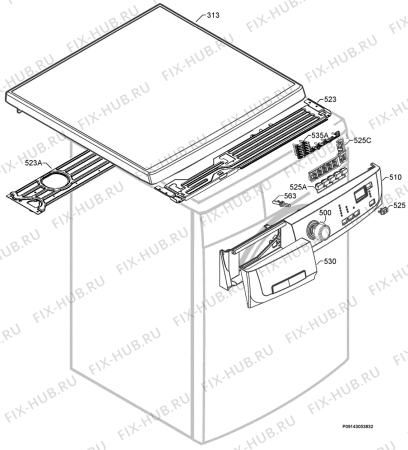 Взрыв-схема стиральной машины Electrolux EWW1274 - Схема узла Command panel 037