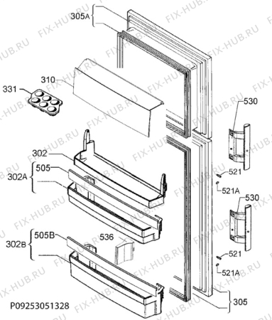 Взрыв-схема холодильника Electrolux ST23013 - Схема узла Door 003