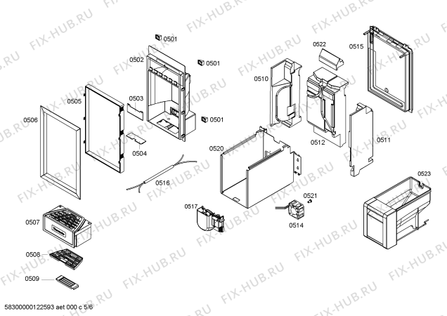 Схема №6 K7076X0 с изображением Кронштейн для холодильника Bosch 00609607