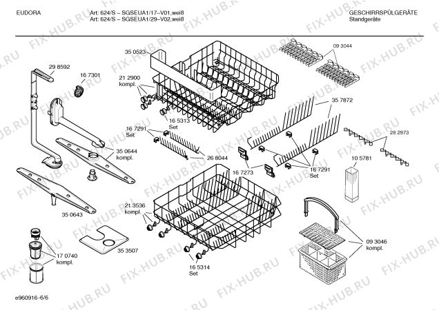 Взрыв-схема посудомоечной машины Eudora SGSEUA1 Art.:624/S - Схема узла 06