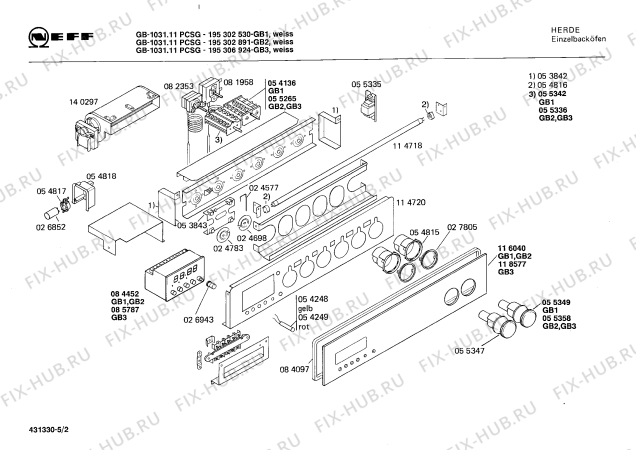 Схема №5 195302530 GB-1031.11PCSG с изображением Панель для плиты (духовки) Bosch 00116040