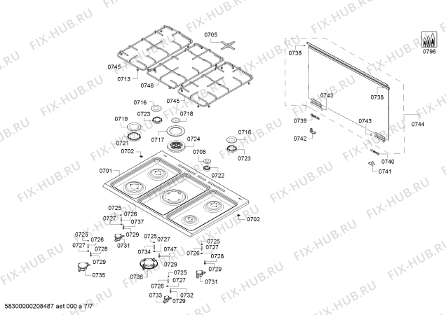 Схема №7 HGI1A8R50I Bosch с изображением Решетка для духового шкафа Bosch 11021001