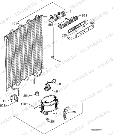 Взрыв-схема холодильника Juno JGI9410 - Схема узла Cooling system 017