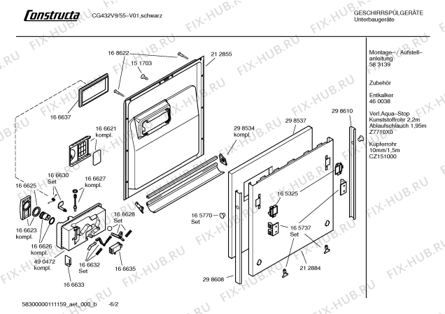 Схема №6 CG432V9 с изображением Краткая инструкция для посудомоечной машины Bosch 00691695