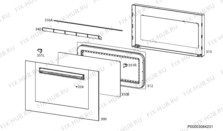 Взрыв-схема плиты (духовки) Electrolux FQM465ICXE - Схема узла Door