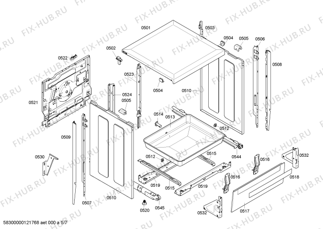 Схема №7 HL653240F с изображением Стеклокерамика для духового шкафа Siemens 00476447