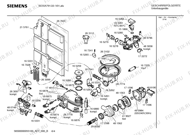 Взрыв-схема посудомоечной машины Siemens SE55A791 - Схема узла 04
