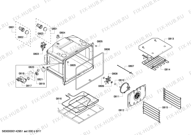 Схема №11 HBL5760UC с изображением Рамка для плиты (духовки) Bosch 00676439