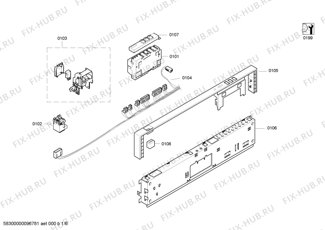 Схема №6 SHX33A02UC Bosch с изображением Кабель для посудомоечной машины Bosch 00439477