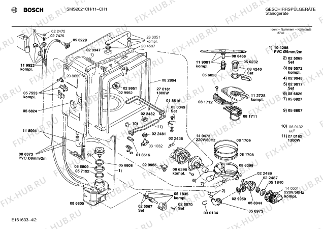Схема №4 SMS2021JJ SMS2021 с изображением Панель для электропосудомоечной машины Bosch 00119978