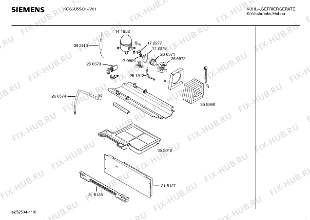 Схема №11 KG66U55 с изображением Толкатель для холодильной камеры Siemens 00266832