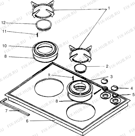 Взрыв-схема плиты (духовки) SCHOLTES TL300GIXCEBE (F013029) - Схема узла