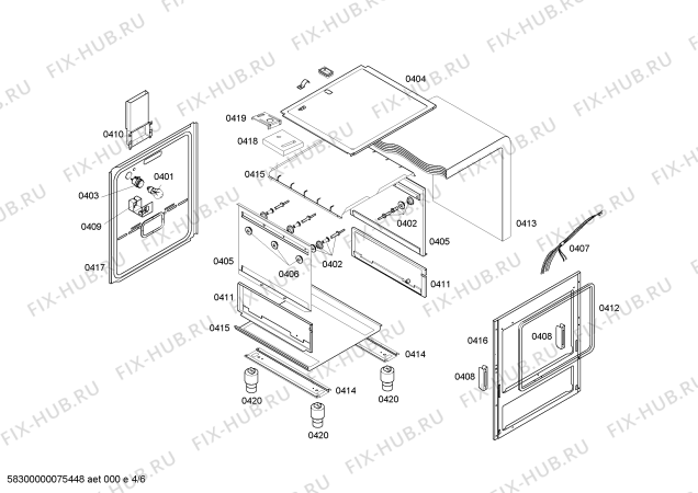 Схема №6 HSC14I80EH FOG P2I 56 PS с изображением Решетка для плиты (духовки) Bosch 00432908