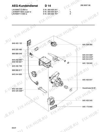 Взрыв-схема стиральной машины Aeg LAVCL 850 W - Схема узла Electrical equipment 268