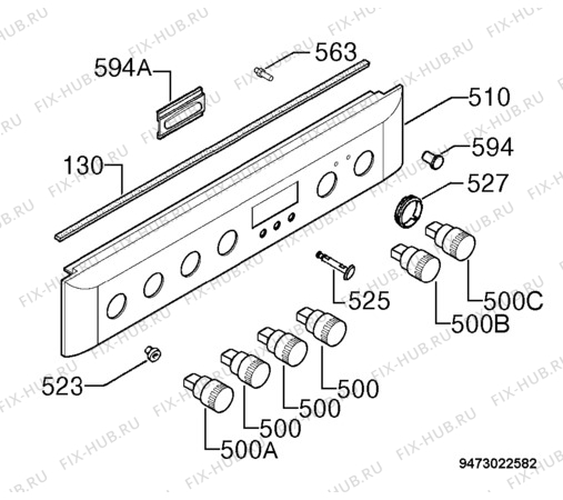 Взрыв-схема плиты (духовки) Electrolux EKC6701 - Схема узла Command panel 037