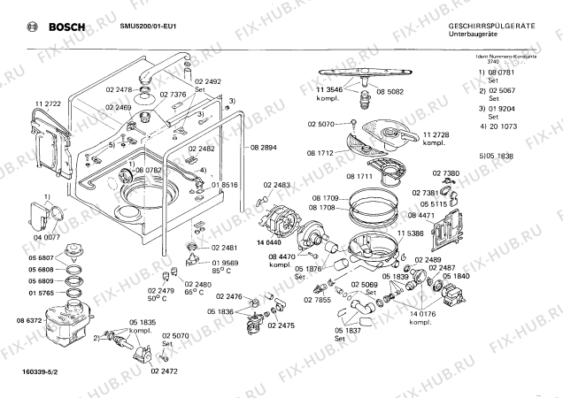 Взрыв-схема посудомоечной машины Bosch SMU5200 - Схема узла 02