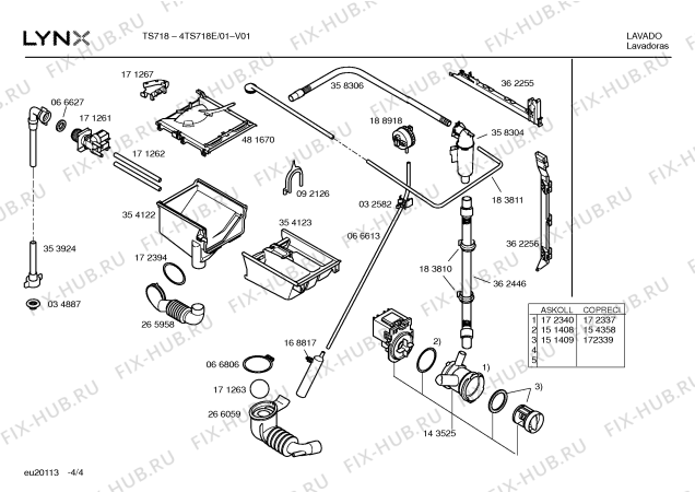 Взрыв-схема стиральной машины Lynx 4TS718E TS718 - Схема узла 04