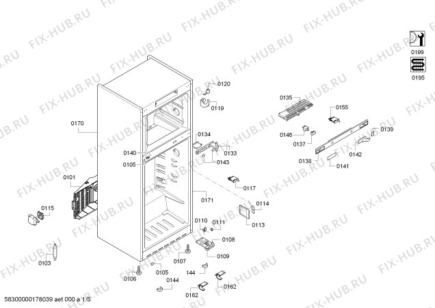 Схема №5 KDN56SQ40N с изображением Дверь для холодильной камеры Bosch 00713386