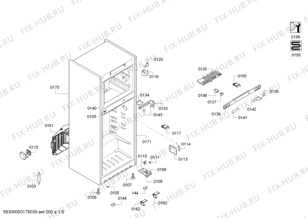 Схема №5 KDN56SB40N Bosch с изображением Дверь для холодильника Bosch 00714855