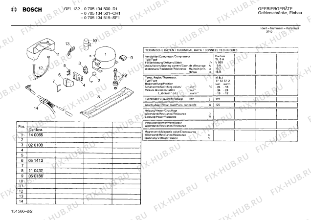Взрыв-схема холодильника Bosch 0705134501 GFL132 - Схема узла 02