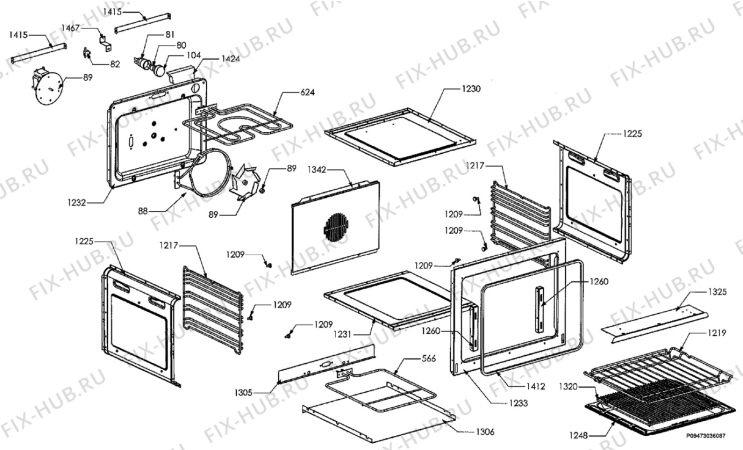 Взрыв-схема плиты (духовки) Zanussi Electrolux ZCM1080X - Схема узла Section 5