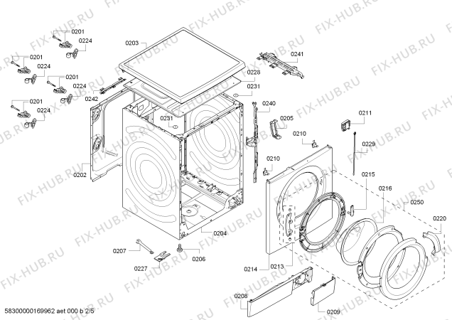 Схема №5 WAS28464SN Logixx 8 VarioPerfect ECOSILENCE DRIVE made in Germany с изображением Крышка для стиралки Bosch 00750943