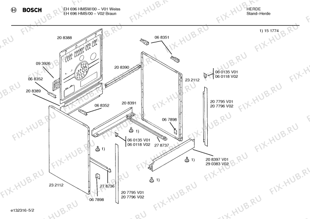 Схема №5 EH594HMSW с изображением Варочная панель для плиты (духовки) Bosch 00091305
