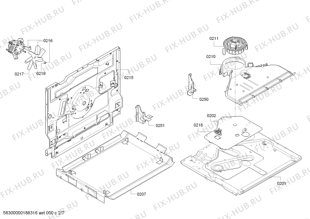 Взрыв-схема плиты (духовки) Bosch HCA743320G - Схема узла 02