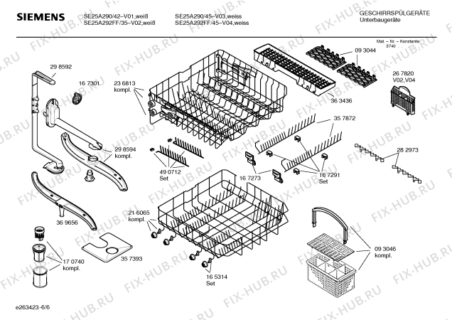 Взрыв-схема посудомоечной машины Siemens SE25A292FF - Схема узла 06
