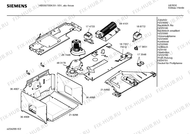 Схема №6 HB55075SK с изображением Инструкция по эксплуатации для плиты (духовки) Siemens 00582594