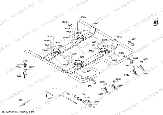Взрыв-схема плиты (духовки) Bosch HGG933250J - Схема узла 06