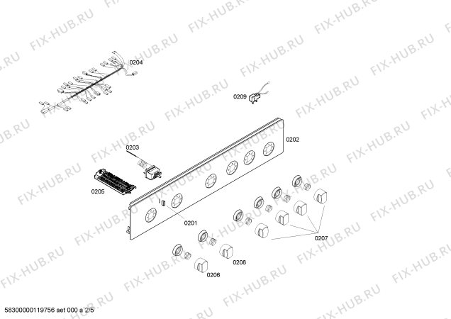 Схема №4 FRM4800W с изображением Панель управления для электропечи Bosch 00662880