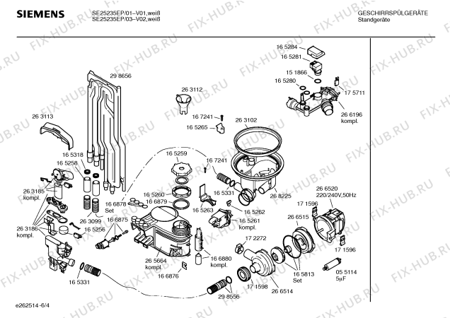 Схема №6 SE25235EP с изображением Инструкция по эксплуатации для посудомоечной машины Siemens 00525730