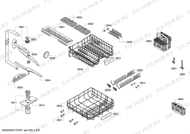 Взрыв-схема посудомоечной машины Bosch SBV84M20EU - Схема узла 06