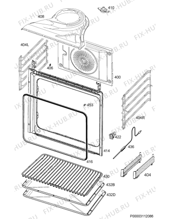 Взрыв-схема плиты (духовки) Aeg BEK742L21M - Схема узла Oven