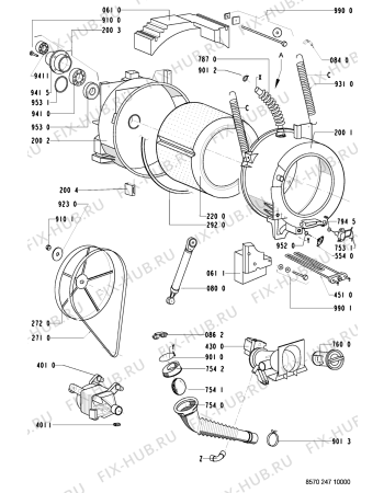 Взрыв-схема стиральной машины Whirlpool AWM 247/3 - Схема узла