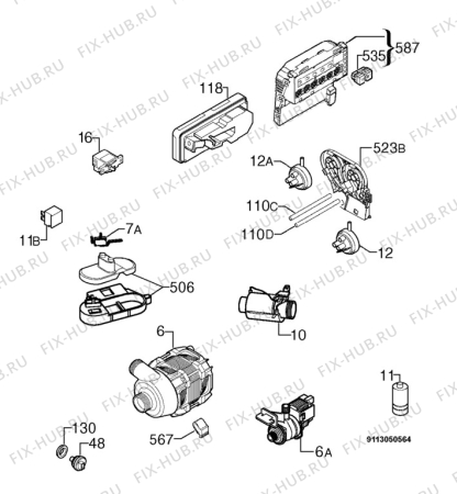 Взрыв-схема посудомоечной машины Privileg 00880446_11244 - Схема узла Electrical equipment 268