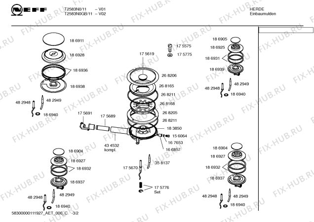 Схема №3 T2583N0GB T2583 с изображением Инструкция по эксплуатации для духового шкафа Bosch 00529815