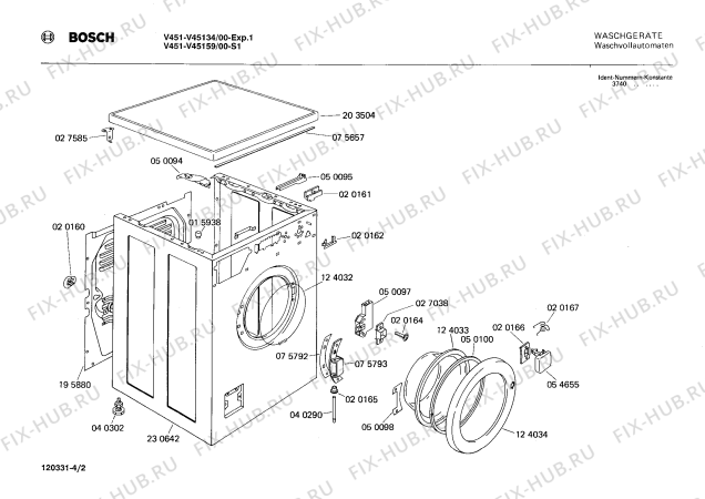 Взрыв-схема стиральной машины Bosch V45159 V451 - Схема узла 02