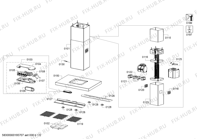 Схема №2 DIG098G50I Bosch с изображением Монтажная рама для вентиляции Bosch 00716029