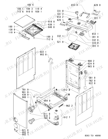 Схема №1 AWE 7519 W с изображением Блок управления для стиралки Whirlpool 480111104727