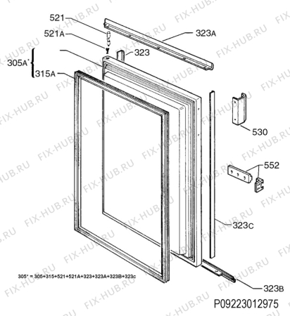 Взрыв-схема холодильника Rex Electrolux CP120A+ - Схема узла Door 003